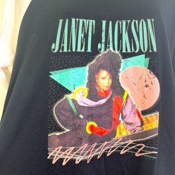 Bella Canvas - Janet Jackson Eighties Graphic Baseball 3/4 Sleeve Tee Size Large - Picture 4 of 11